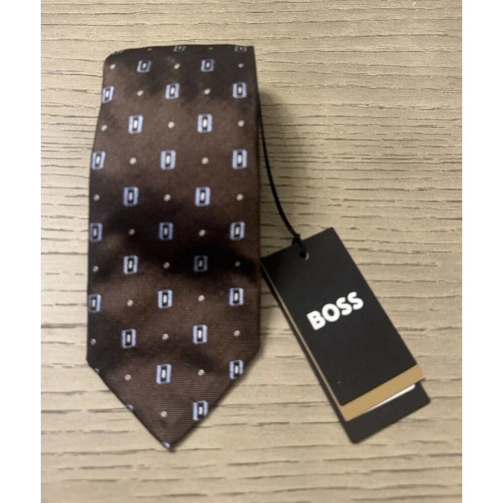HUGO BOSS SILK TIE WITH MICRO PATTERN. MADE IN ITALY . NEW !
